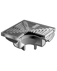 MIFAB F1440-Y-Q Shallow Body Area Drain with 12" Square, Non-Adjustable Heavy Duty Tractor Grate
